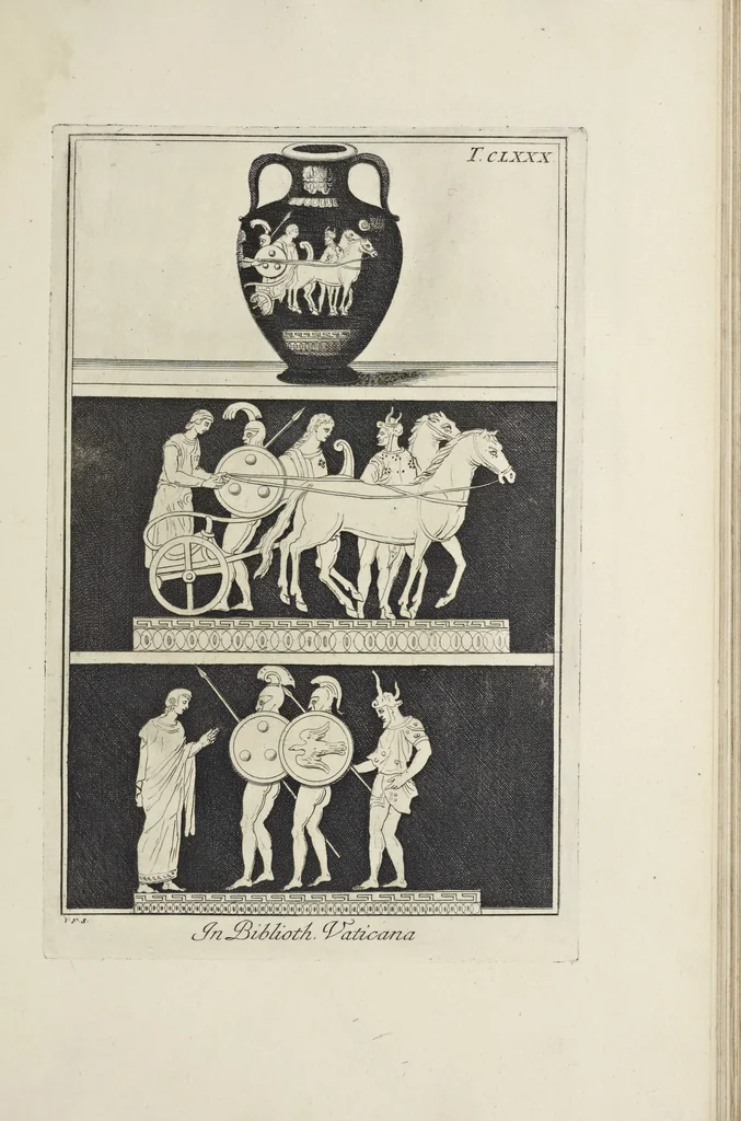 An illustration from Picturae Etruscorum in vasculis nunc primum in unum collectae explicationibus, et dissertationibus inlustratae, 1767, leaf 340