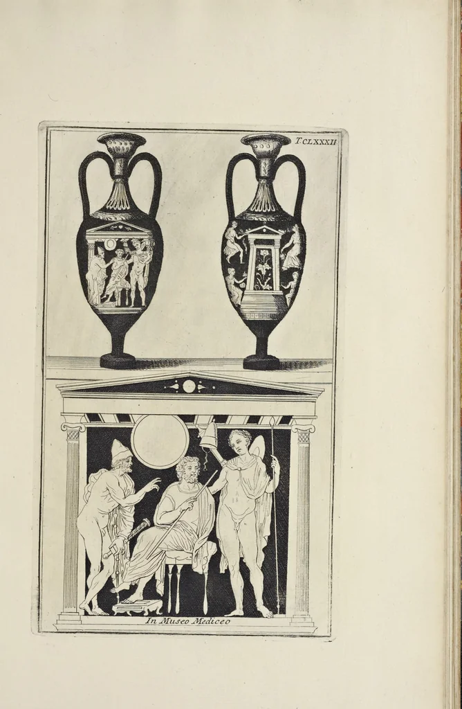 An illustration from Picturae Etruscorum in vasculis nunc primum in unum collectae explicationibus, et dissertationibus inlustratae, 1767, leaf 344