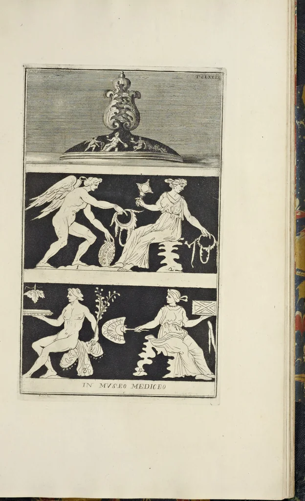 An illustration from Picturae Etruscorum in vasculis nunc primum in unum collectae explicationibus, et dissertationibus inlustratae, 1767, leaf 350