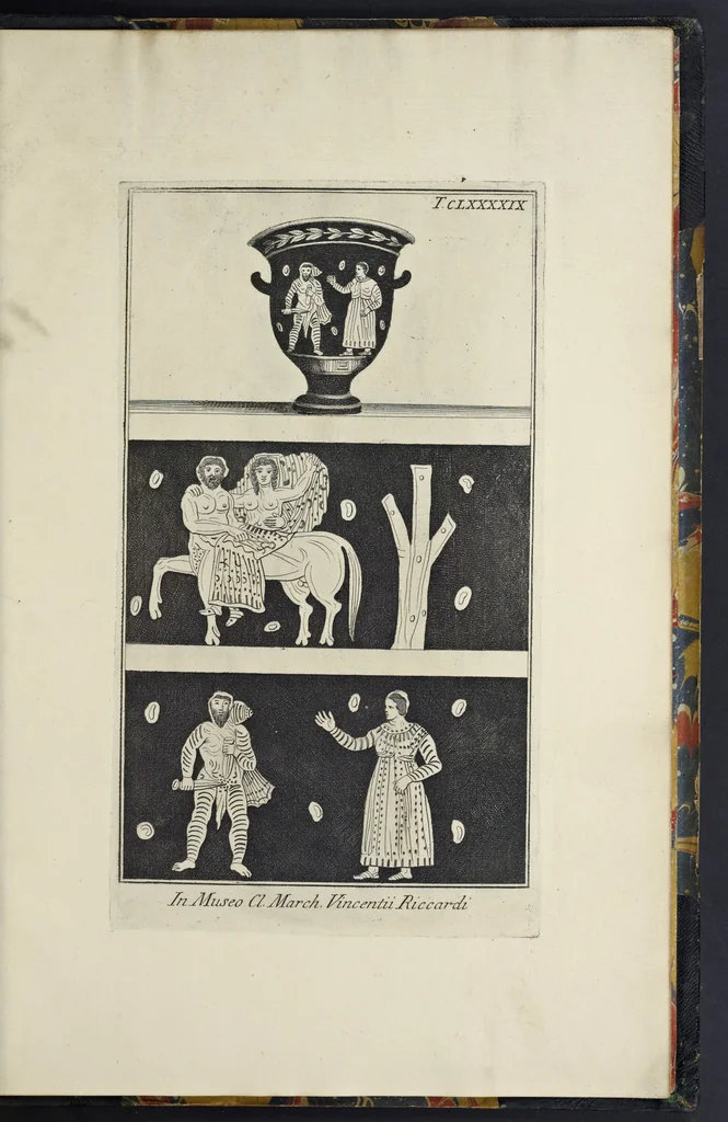 An illustration from Picturae Etruscorum in vasculis nunc primum in unum collectae explicationibus, et dissertationibus inlustratae, 1767, leaf 378