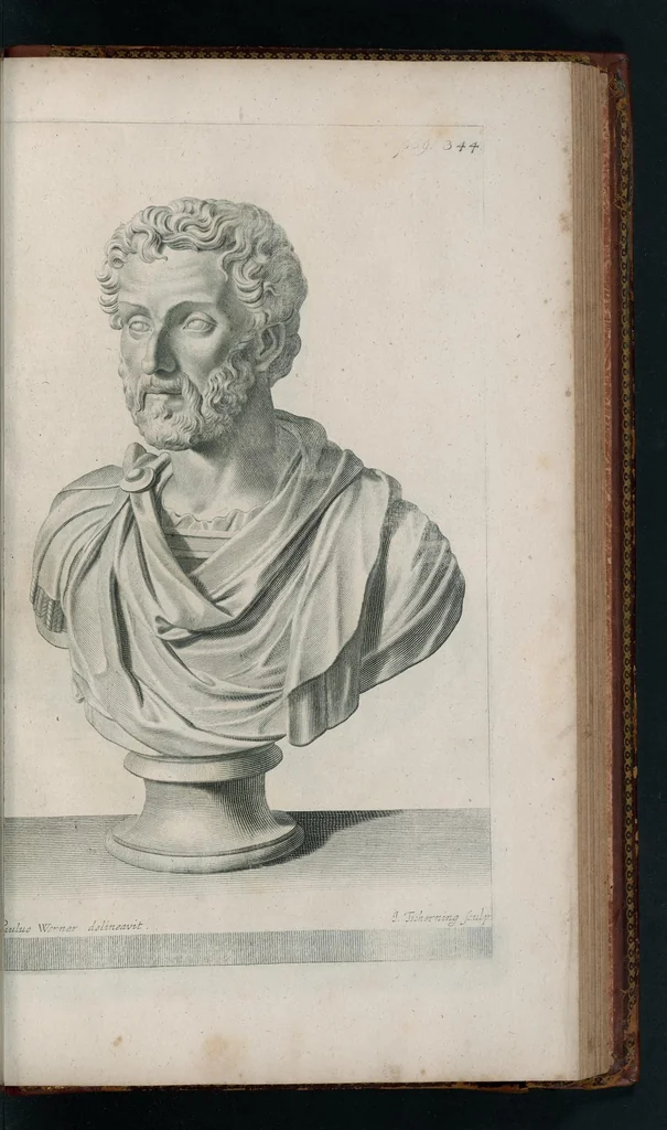An illustration from Thesaurus Brandenburgicus selectus, sive, Gemmarum et numismatum Graecorum in cimeliarchio electorali Brandenburgico elegantiorum series, 1696, leaf 402