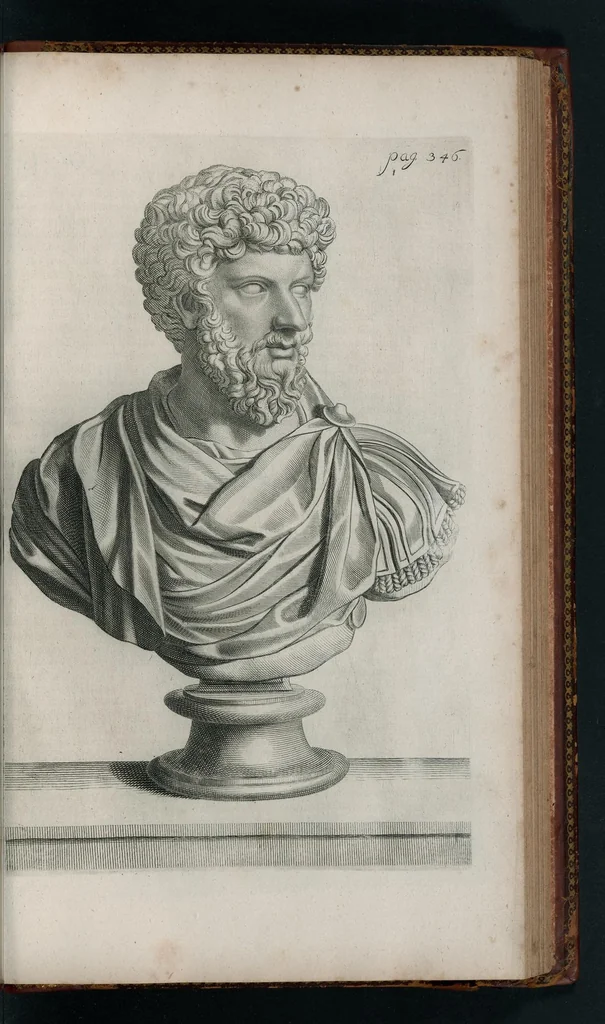 An illustration from Thesaurus Brandenburgicus selectus, sive, Gemmarum et numismatum Graecorum in cimeliarchio electorali Brandenburgico elegantiorum series, 1696, leaf 408