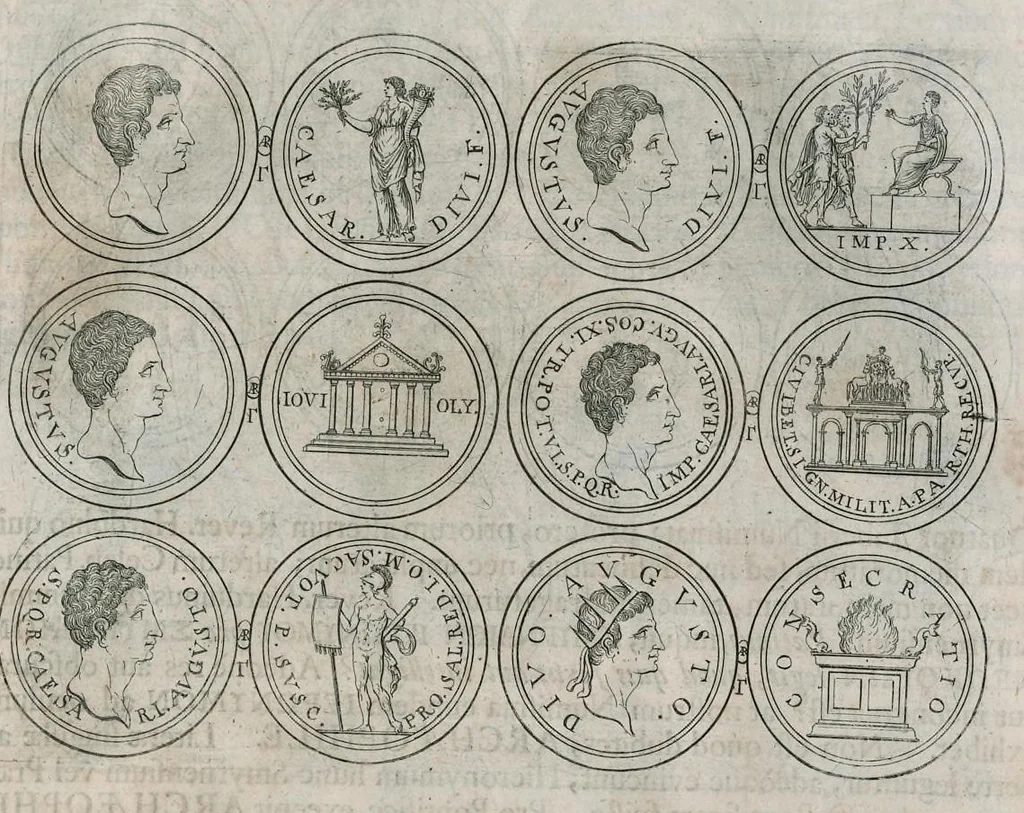 An illustration from Thesaurus Brandenburgicus selectus, sive, Gemmarum et numismatum Graecorum in cimeliarchio electorali Brandenburgico elegantiorum series, 1696, leaf 106