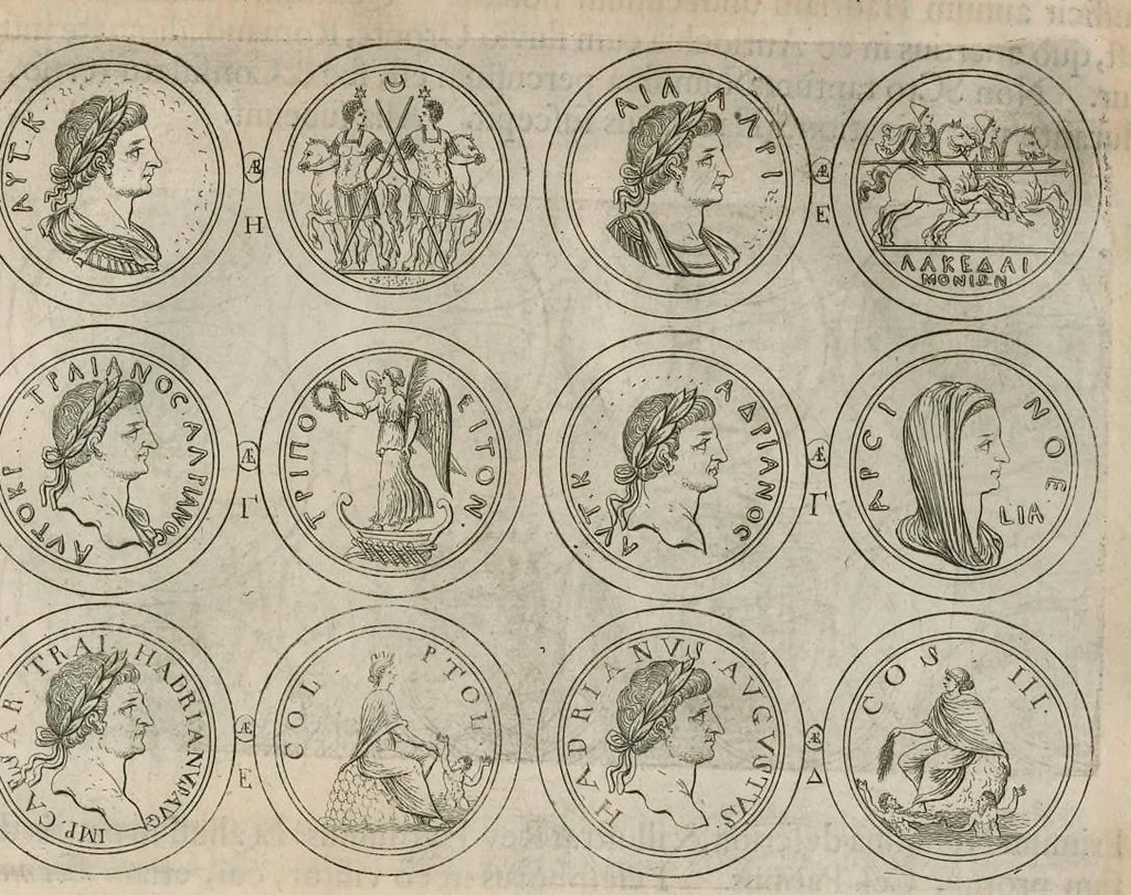 An illustration from Thesaurus Brandenburgicus selectus, sive, Gemmarum et numismatum Graecorum in cimeliarchio electorali Brandenburgico elegantiorum series, 1696, leaf 156
