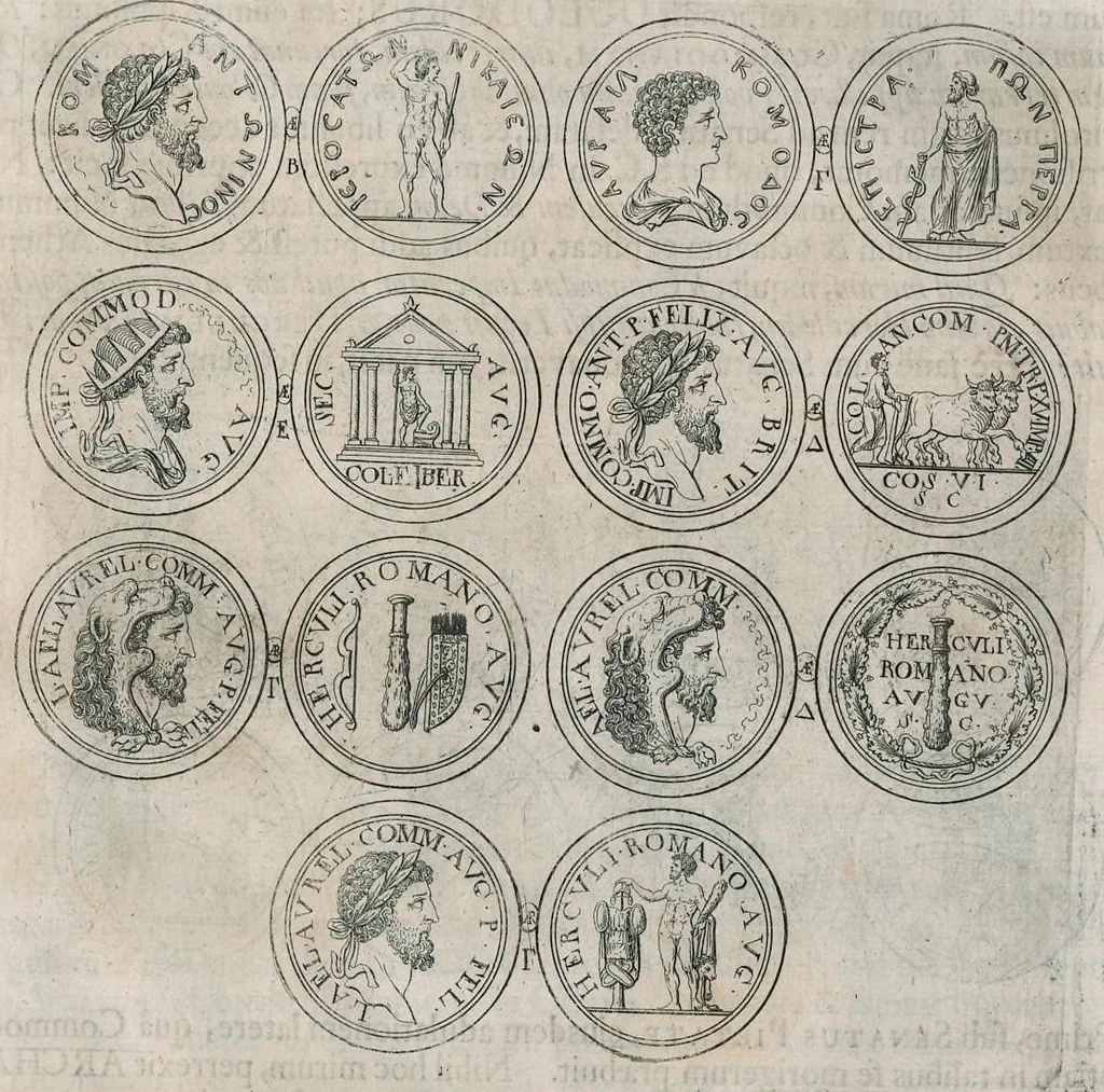 An illustration from Thesaurus Brandenburgicus selectus, sive, Gemmarum et numismatum Graecorum in cimeliarchio electorali Brandenburgico elegantiorum series, 1696, leaf 176