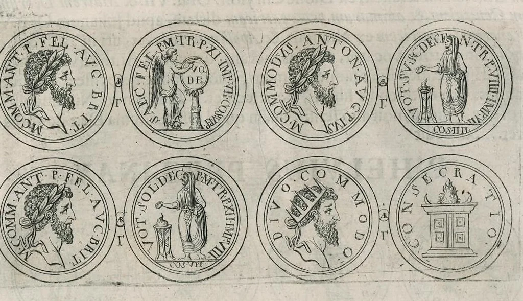 An illustration from Thesaurus Brandenburgicus selectus, sive, Gemmarum et numismatum Graecorum in cimeliarchio electorali Brandenburgico elegantiorum series, 1696, leaf 180