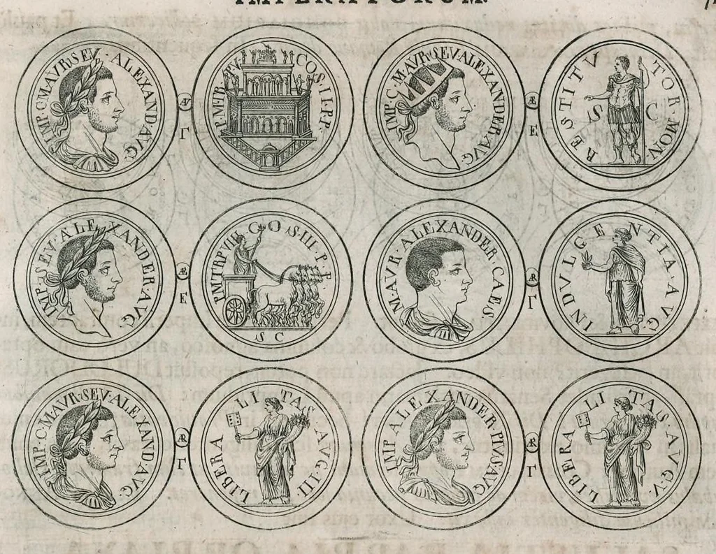 An illustration from Thesaurus Brandenburgicus selectus, sive, Gemmarum et numismatum Graecorum in cimeliarchio electorali Brandenburgico elegantiorum series, 1696, leaf 214
