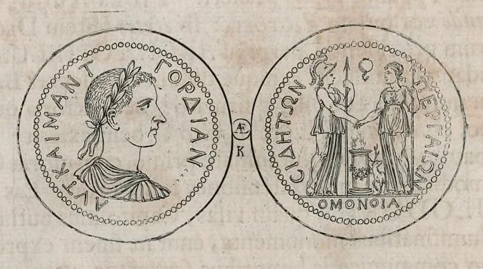 An illustration from Thesaurus Brandenburgicus selectus, sive, Gemmarum et numismatum Graecorum in cimeliarchio electorali Brandenburgico elegantiorum series, 1696, leaf 221