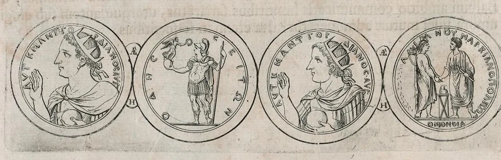 An illustration from Thesaurus Brandenburgicus selectus, sive, Gemmarum et numismatum Graecorum in cimeliarchio electorali Brandenburgico elegantiorum series, 1696, leaf 221