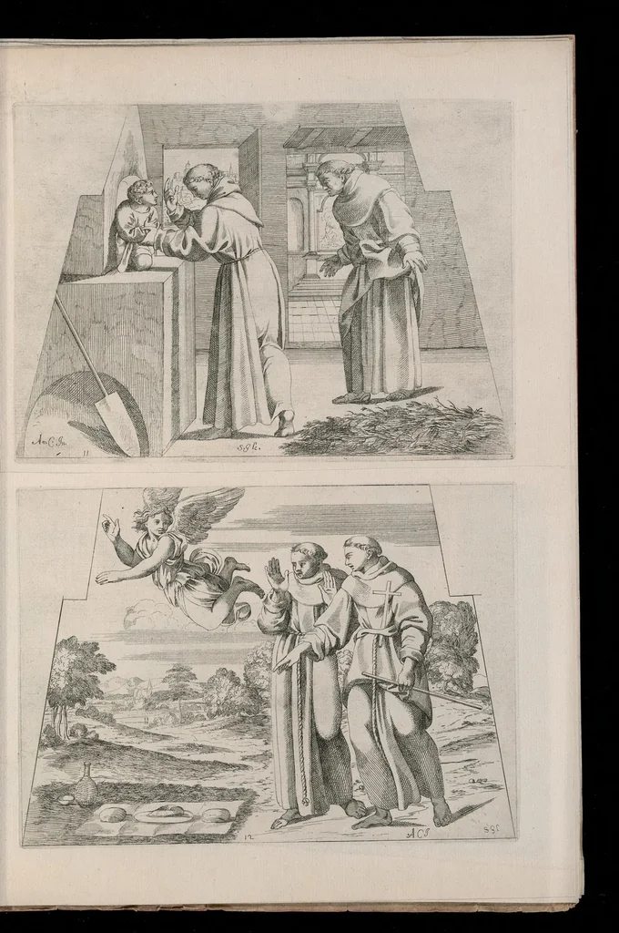An illustration from Vita di San Diego, dipinta nella Cappella di S. Giacomo de Spagnuoli in Roma da Annibale Carracci, 1646, leaf 16
