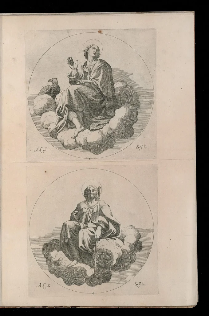 An illustration from Vita di San Diego, dipinta nella Cappella di S. Giacomo de Spagnuoli in Roma da Annibale Carracci, 1646, leaf 8