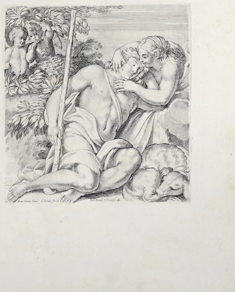 An illustration from Galeria nel Palazzo Farnese in Roma del sereniss. dvca di Parma etc. dipinta da Annibale Carracci, 1680, leaf 12