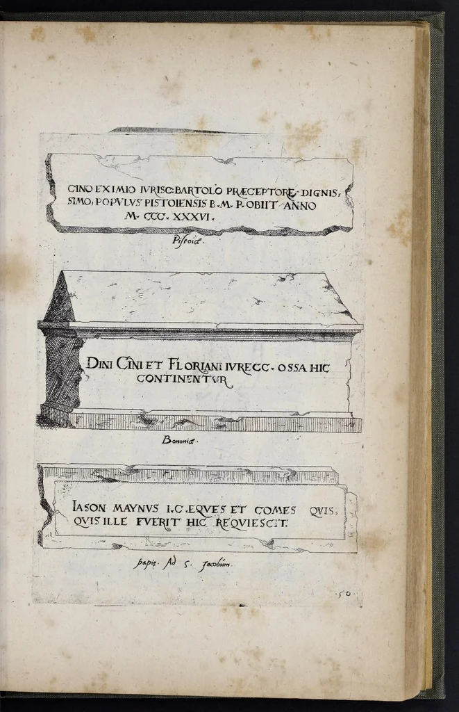 An illustration from Monvmenta sepvlcrorvm cvm epigraphis ingenio et doctrina excellentivm virorvm : aliorvmq. tam prisci qvam nostri secvli memorabilivm hominvm, de archetypis expressa, 1574, leaf 128