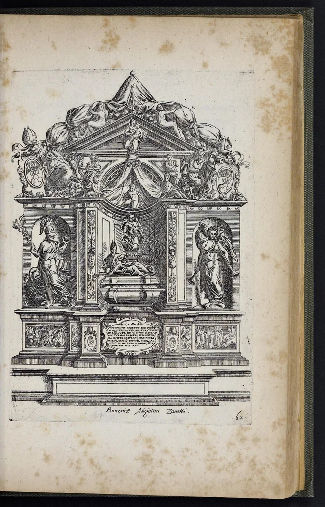An illustration from Monvmenta sepvlcrorvm cvm epigraphis ingenio et doctrina excellentivm virorvm : aliorvmq. tam prisci qvam nostri secvli memorabilivm hominvm, de archetypis expressa, 1574, leaf 152