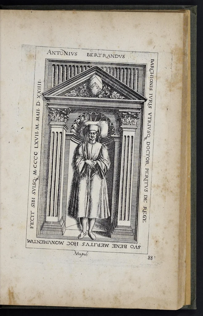 An illustration from Monvmenta sepvlcrorvm cvm epigraphis ingenio et doctrina excellentivm virorvm : aliorvmq. tam prisci qvam nostri secvli memorabilivm hominvm, de archetypis expressa, 1574, leaf 204