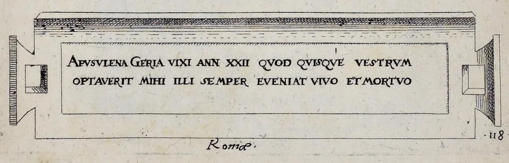 An illustration from Monvmenta sepvlcrorvm cvm epigraphis ingenio et doctrina excellentivm virorvm : aliorvmq. tam prisci qvam nostri secvli memorabilivm hominvm, de archetypis expressa, 1574, leaf 264