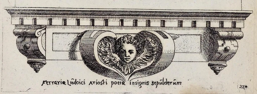An illustration from Monvmenta sepvlcrorvm cvm epigraphis ingenio et doctrina excellentivm virorvm : aliorvmq. tam prisci qvam nostri secvli memorabilivm hominvm, de archetypis expressa, 1574, leaf 68