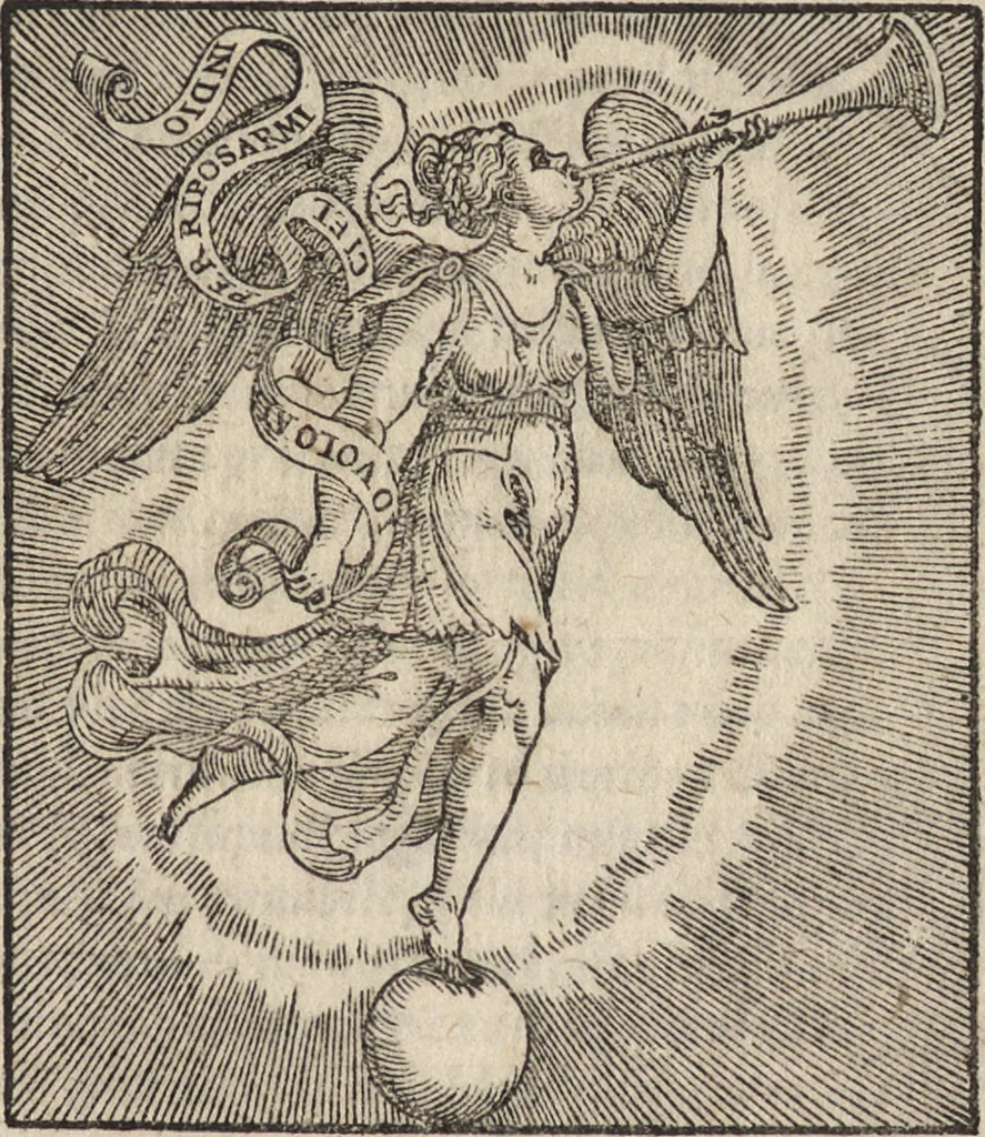 An illustration from Tractatvs de restitvtione in integrvm absolvtissimvs : in qvo omnia qvae in amplissimo huius materi[ae] campo tam practicis, quàm theoricis scitu digna sunt & necessaria, varietate casuum & exemplorum pr[ae]stantia ad amussim explicita et illustrata comprehendentur : avctore Ioanne Mavritio ... contextus, & in lucem editus : iam vero mendis innvmeris, qvibvs editio prior deformata scatebat, sublatis, integritati ac nitori pristino restitutus, & svmmariis, vnicuique capiti praepositis, in gratiam studiosorum auctus : cum indice rerum omnium in hoc opere memorabilium locupletissimo, 1576, leaf 4