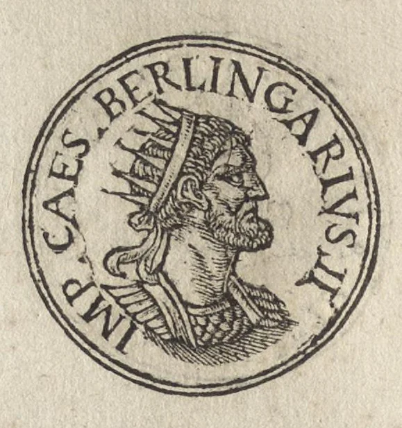An illustration from Promtvarii iconvm insigniorvm à secvlo hominvm, subiectis eorum vitis, per compendiũ ex probatissimis autoribus desumptis, editio secunda : illustrium virorum, qui à prima successerunt, imaginibus aucta atque locupletata, 1578, leaf 323