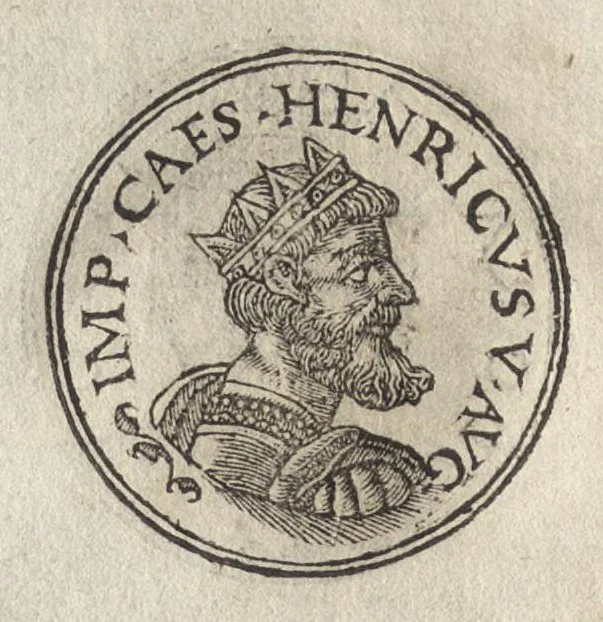 An illustration from Promtvarii iconvm insigniorvm à secvlo hominvm, subiectis eorum vitis, per compendiũ ex probatissimis autoribus desumptis, editio secunda : illustrium virorum, qui à prima successerunt, imaginibus aucta atque locupletata, 1578, leaf 343