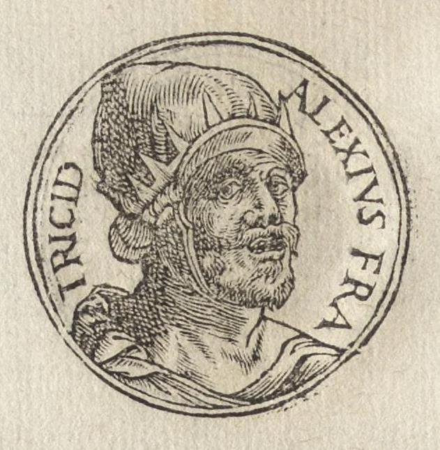 An illustration from Promtvarii iconvm insigniorvm à secvlo hominvm, subiectis eorum vitis, per compendiũ ex probatissimis autoribus desumptis, editio secunda : illustrium virorum, qui à prima successerunt, imaginibus aucta atque locupletata, 1578, leaf 357