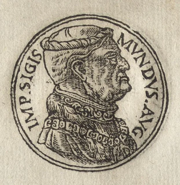 An illustration from Promtvarii iconvm insigniorvm à secvlo hominvm, subiectis eorum vitis, per compendiũ ex probatissimis autoribus desumptis, editio secunda : illustrium virorum, qui à prima successerunt, imaginibus aucta atque locupletata, 1578, leaf 381