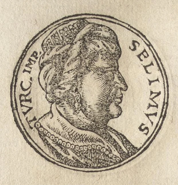 An illustration from Promtvarii iconvm insigniorvm à secvlo hominvm, subiectis eorum vitis, per compendiũ ex probatissimis autoribus desumptis, editio secunda : illustrium virorum, qui à prima successerunt, imaginibus aucta atque locupletata, 1578, leaf 419