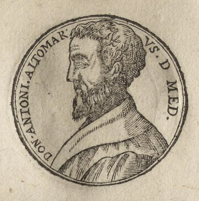 An illustration from Promtvarii iconvm insigniorvm à secvlo hominvm, subiectis eorum vitis, per compendiũ ex probatissimis autoribus desumptis, editio secunda : illustrium virorum, qui à prima successerunt, imaginibus aucta atque locupletata, 1578, leaf 456