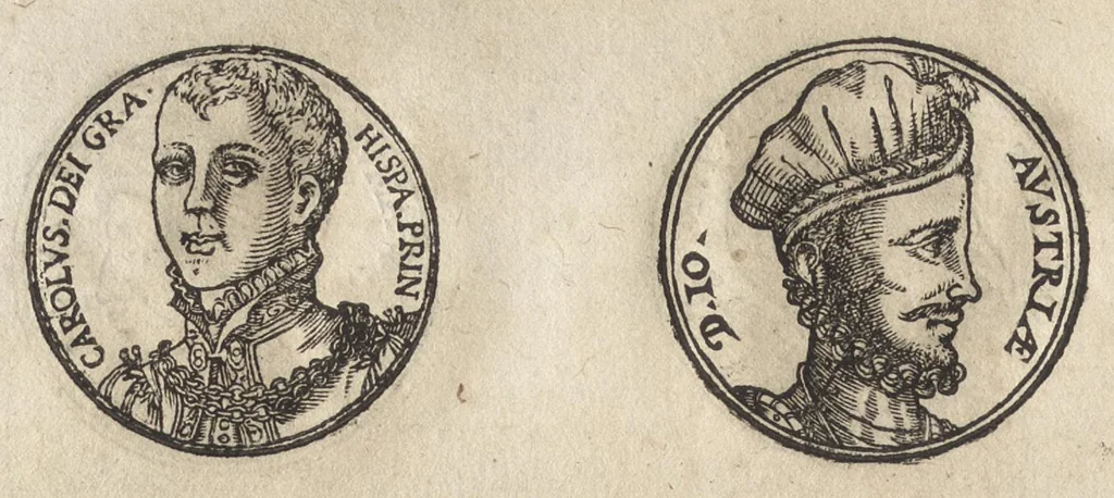 An illustration from Promtvarii iconvm insigniorvm à secvlo hominvm, subiectis eorum vitis, per compendiũ ex probatissimis autoribus desumptis, editio secunda : illustrium virorum, qui à prima successerunt, imaginibus aucta atque locupletata, 1578, leaf 475