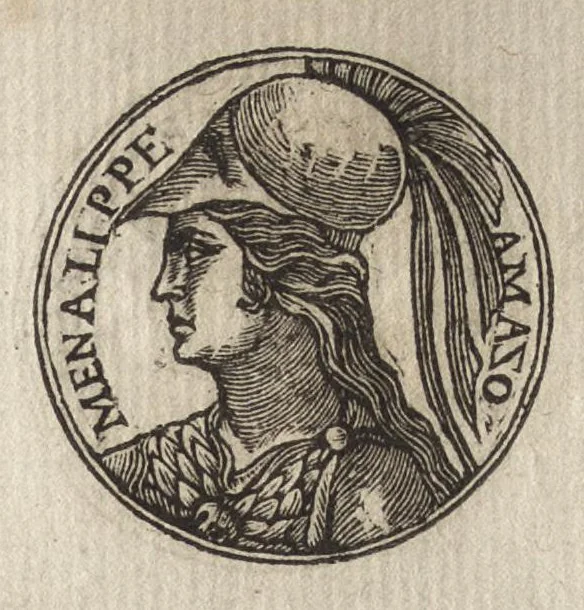 An illustration from Promtvarii iconvm insigniorvm à secvlo hominvm, subiectis eorum vitis, per compendiũ ex probatissimis autoribus desumptis, editio secunda : illustrium virorum, qui à prima successerunt, imaginibus aucta atque locupletata, 1578, leaf 56
