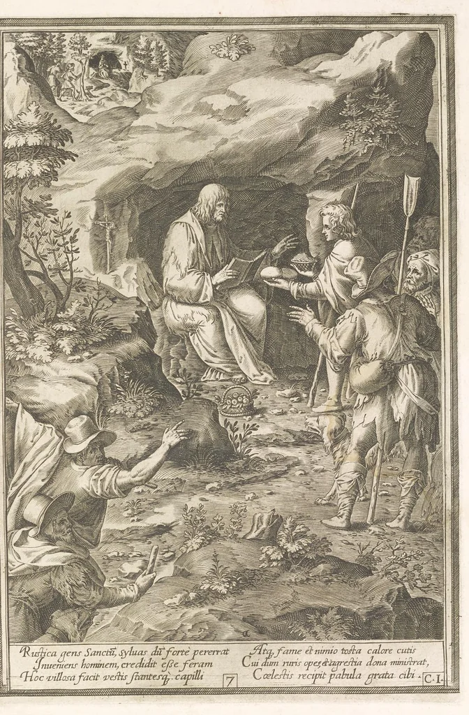 An illustration from Vita et miracvla sanctiss.mi patris Benedicti : ex libro ii dialogorum beati Gregorii papae et monachi collecta : et ad instantiam deuotorum monachorum congregationis eiusdem s.ti Benedicti Hispaniarum aeneis tÿpis accuratissimè delineata, 1579, leaf 16