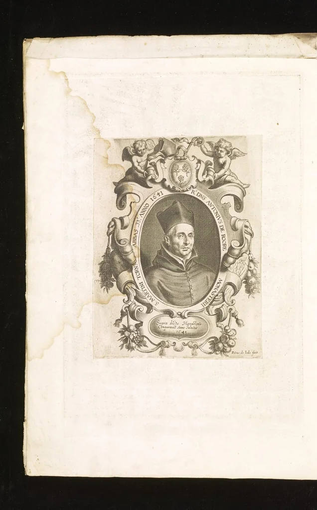 An illustration from Vita et miracvla sanctiss.mi patris Benedicti : ex libro ii dialogorum beati Gregorii papae et monachi collecta : et ad instantiam deuotorum monachorum congregationis eiusdem s.ti Benedicti Hispaniarum aeneis tÿpis accuratissimè delineata, 1579, leaf 5