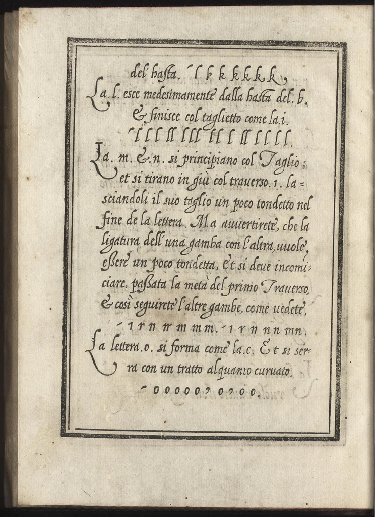 An illustration from Compendio del gran volvme de l'arte del bene et leggiadramente scrivere tvtte le sorti di lettere et caratteri : con le lor regole, misure, & essempi, 1578, leaf 29