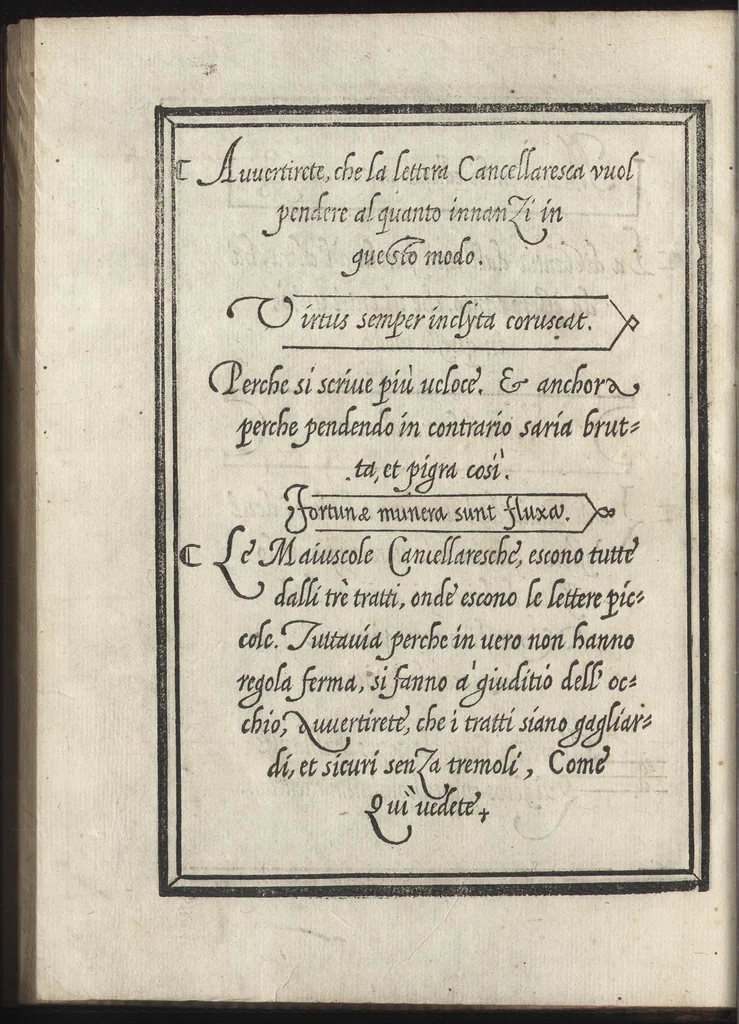 An illustration from Compendio del gran volvme de l'arte del bene et leggiadramente scrivere tvtte le sorti di lettere et caratteri : con le lor regole, misure, & essempi, 1578, leaf 37