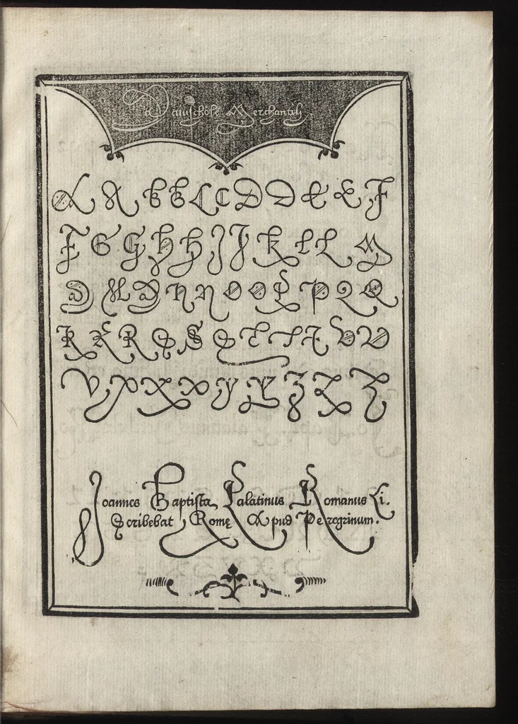 An illustration from Compendio del gran volvme de l'arte del bene et leggiadramente scrivere tvtte le sorti di lettere et caratteri : con le lor regole, misure, & essempi, 1578, leaf 50