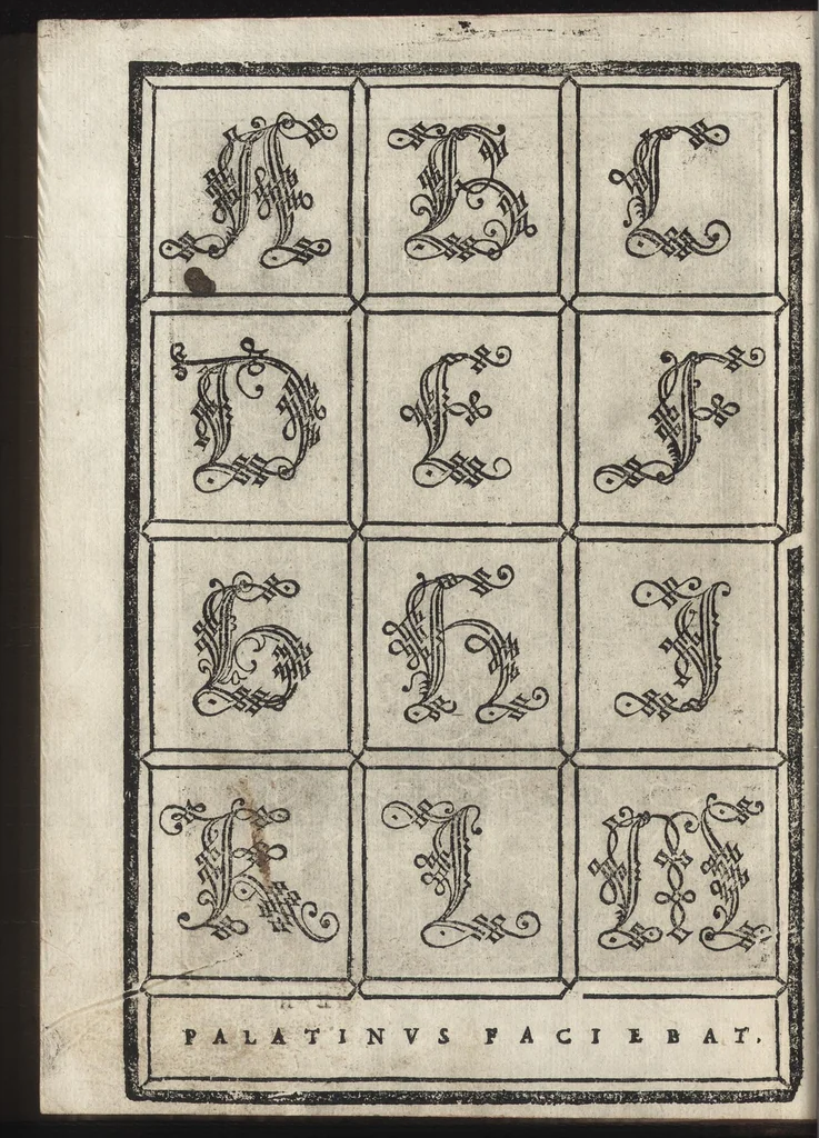 An illustration from Compendio del gran volvme de l'arte del bene et leggiadramente scrivere tvtte le sorti di lettere et caratteri : con le lor regole, misure, & essempi, 1578, leaf 73