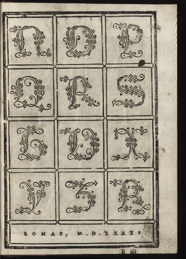 An illustration from Compendio del gran volvme de l'arte del bene et leggiadramente scrivere tvtte le sorti di lettere et caratteri : con le lor regole, misure, & essempi, 1578, leaf 74