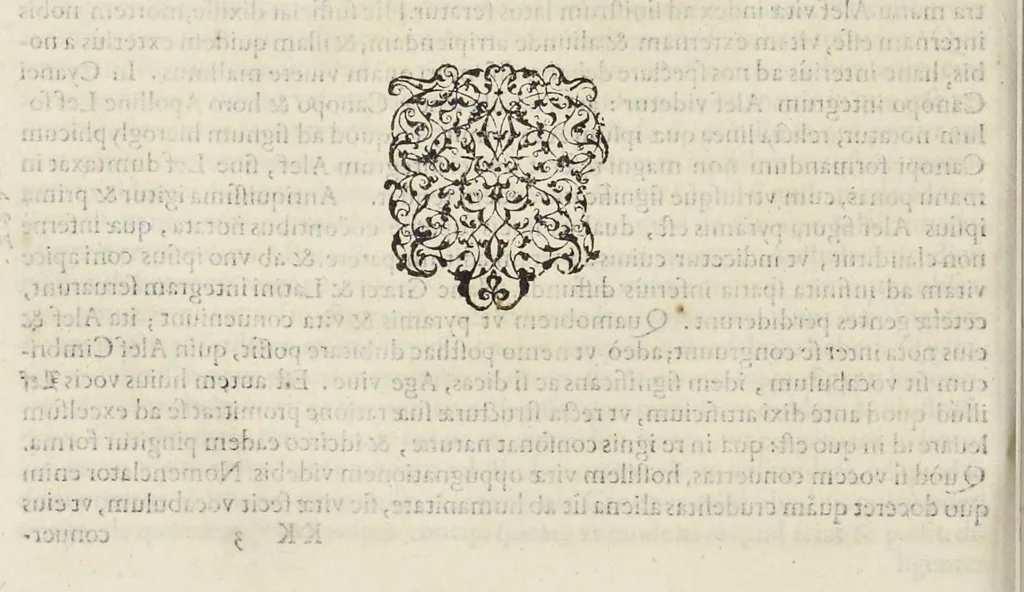 An illustration from Opera Ioan. Goropii Becani : hactenus in lucem non edita : nempe, Hermathena, Hieroglyphica, Vertvmnvs, Gallica, Francica, Hispanica, 1580, leaf 403