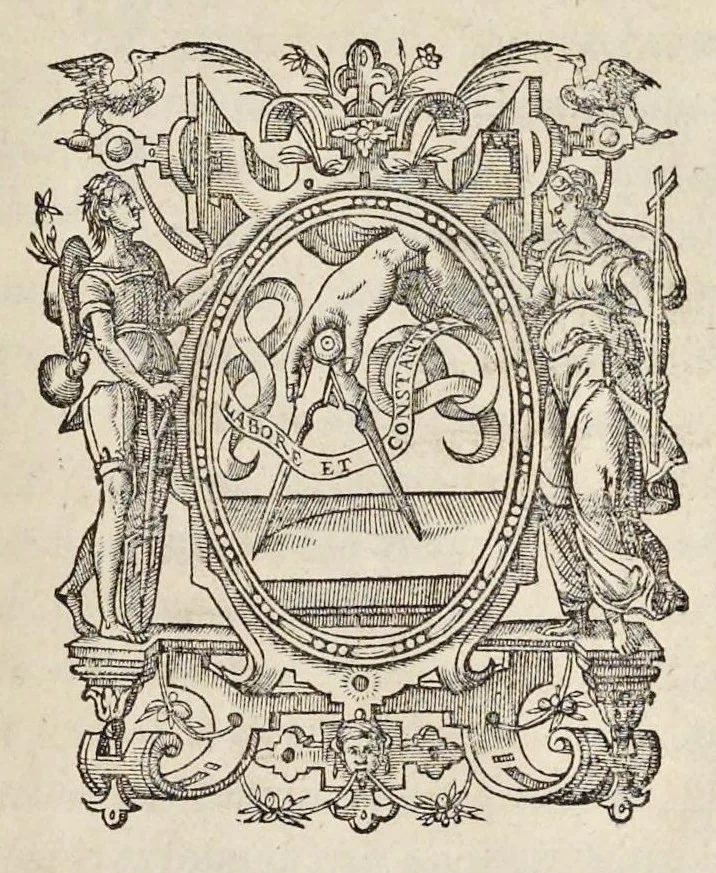 An illustration from Opera Ioan. Goropii Becani : hactenus in lucem non edita : nempe, Hermathena, Hieroglyphica, Vertvmnvs, Gallica, Francica, Hispanica, 1580, leaf 6