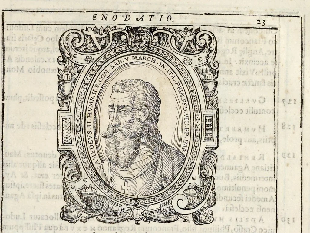 An illustration from Inclytorvm Saxoniae Sabavdiaeq. principvm arbor gentilitia, 1581, leaf 40
