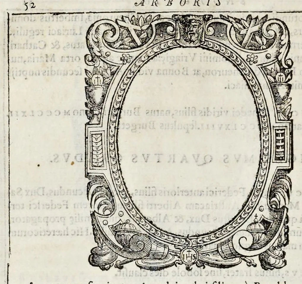 An illustration from Inclytorvm Saxoniae Sabavdiaeq. principvm arbor gentilitia, 1581, leaf 69