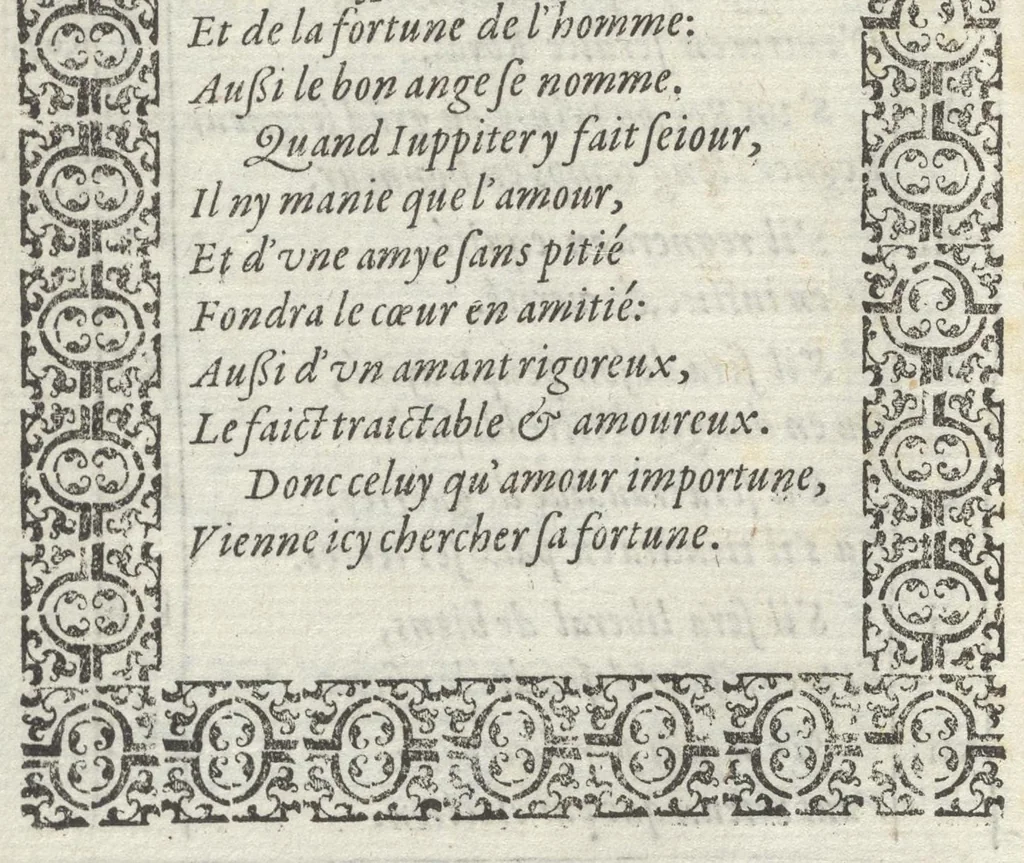 An illustration from Le plaisant iev dv dodechedron de fortune : non moins recreatif, que subtil & ingenieux : renouuellé & changé de sa premiere edition, 1581, leaf 39