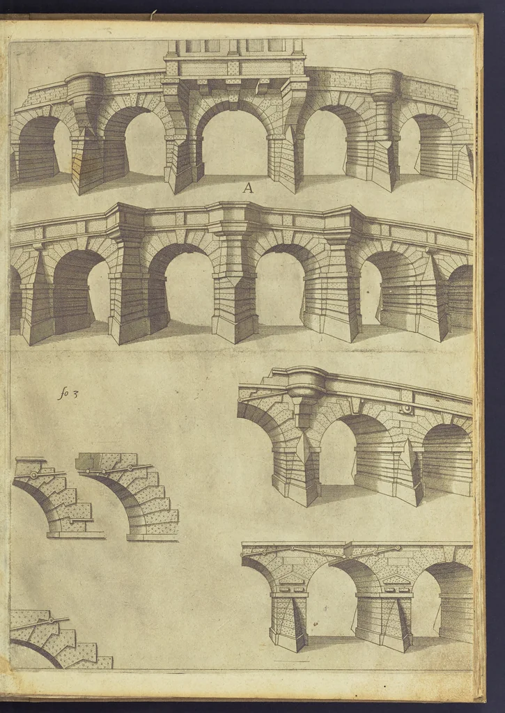 An illustration from Architectvra, oder, Bauung der Antiquen auss dem Vitruuius : woellches sein funff Collummen orden, daer auss mann alle Landts gebreuch vonn Bauuen zu accommodierē : dienstlich fur alle Bawmaystren Maurrer, Stainmetzlen, Schreineren, Bildtshneidren, vnd alle Liebhabernn der Architecturen, 1582, leaf 20