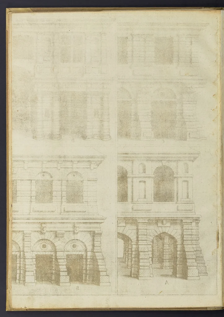 An illustration from Architectvra, oder, Bauung der Antiquen auss dem Vitruuius : woellches sein funff Collummen orden, daer auss mann alle Landts gebreuch vonn Bauuen zu accommodierē : dienstlich fur alle Bawmaystren Maurrer, Stainmetzlen, Schreineren, Bildtshneidren, vnd alle Liebhabernn der Architecturen, 1582, leaf 25