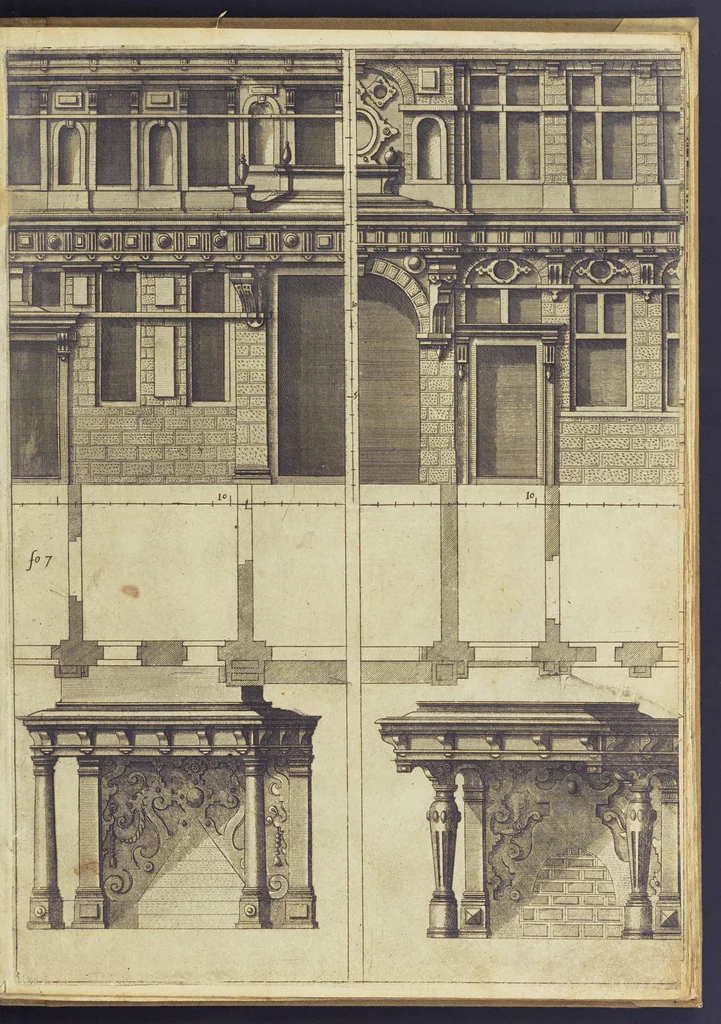 An illustration from Architectvra, oder, Bauung der Antiquen auss dem Vitruuius : woellches sein funff Collummen orden, daer auss mann alle Landts gebreuch vonn Bauuen zu accommodierē : dienstlich fur alle Bawmaystren Maurrer, Stainmetzlen, Schreineren, Bildtshneidren, vnd alle Liebhabernn der Architecturen, 1582, leaf 28
