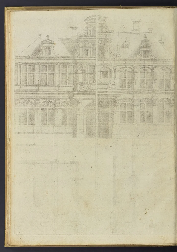 An illustration from Architectvra, oder, Bauung der Antiquen auss dem Vitruuius : woellches sein funff Collummen orden, daer auss mann alle Landts gebreuch vonn Bauuen zu accommodierē : dienstlich fur alle Bawmaystren Maurrer, Stainmetzlen, Schreineren, Bildtshneidren, vnd alle Liebhabernn der Architecturen, 1582, leaf 43