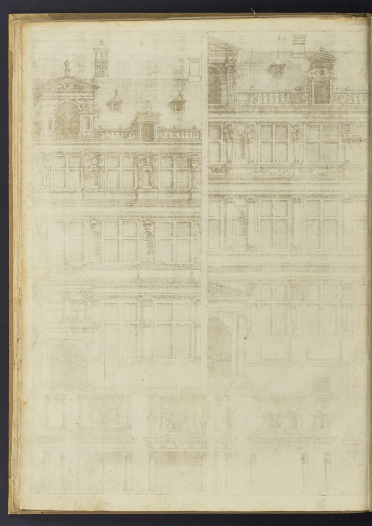 An illustration from Architectvra, oder, Bauung der Antiquen auss dem Vitruuius : woellches sein funff Collummen orden, daer auss mann alle Landts gebreuch vonn Bauuen zu accommodierē : dienstlich fur alle Bawmaystren Maurrer, Stainmetzlen, Schreineren, Bildtshneidren, vnd alle Liebhabernn der Architecturen, 1582, leaf 47