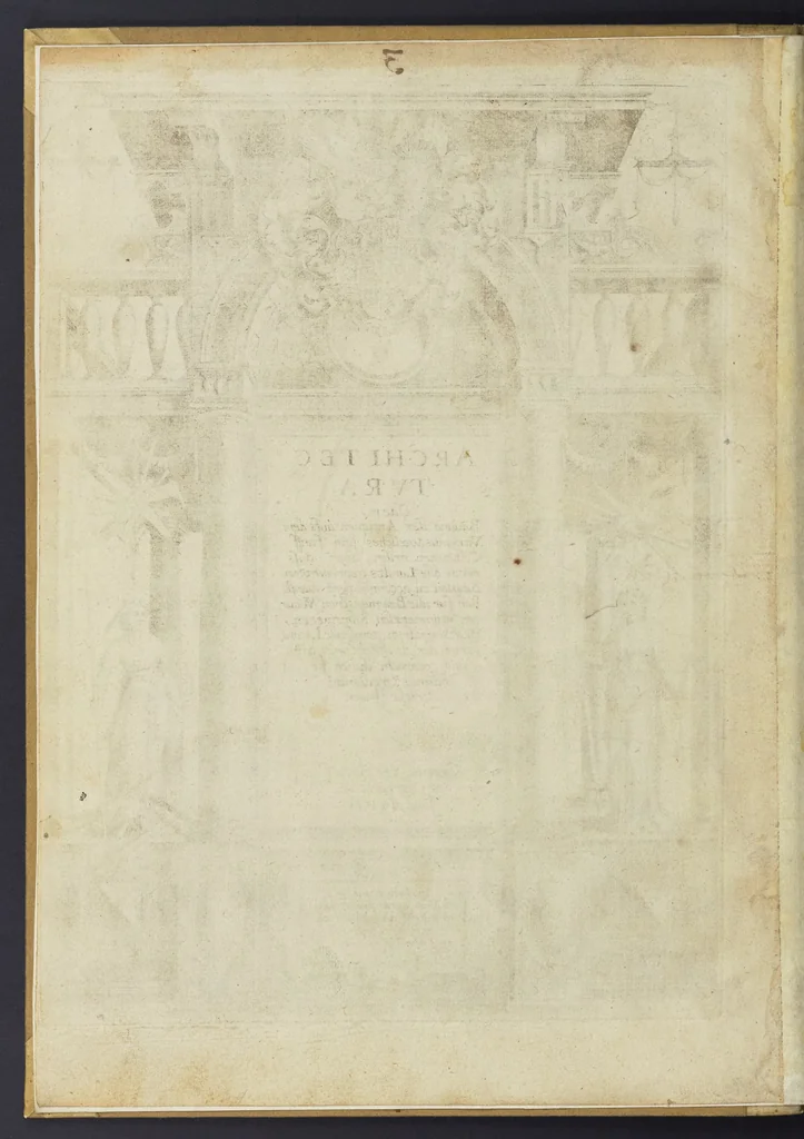 An illustration from Architectvra, oder, Bauung der Antiquen auss dem Vitruuius : woellches sein funff Collummen orden, daer auss mann alle Landts gebreuch vonn Bauuen zu accommodierē : dienstlich fur alle Bawmaystren Maurrer, Stainmetzlen, Schreineren, Bildtshneidren, vnd alle Liebhabernn der Architecturen, 1582, leaf 5