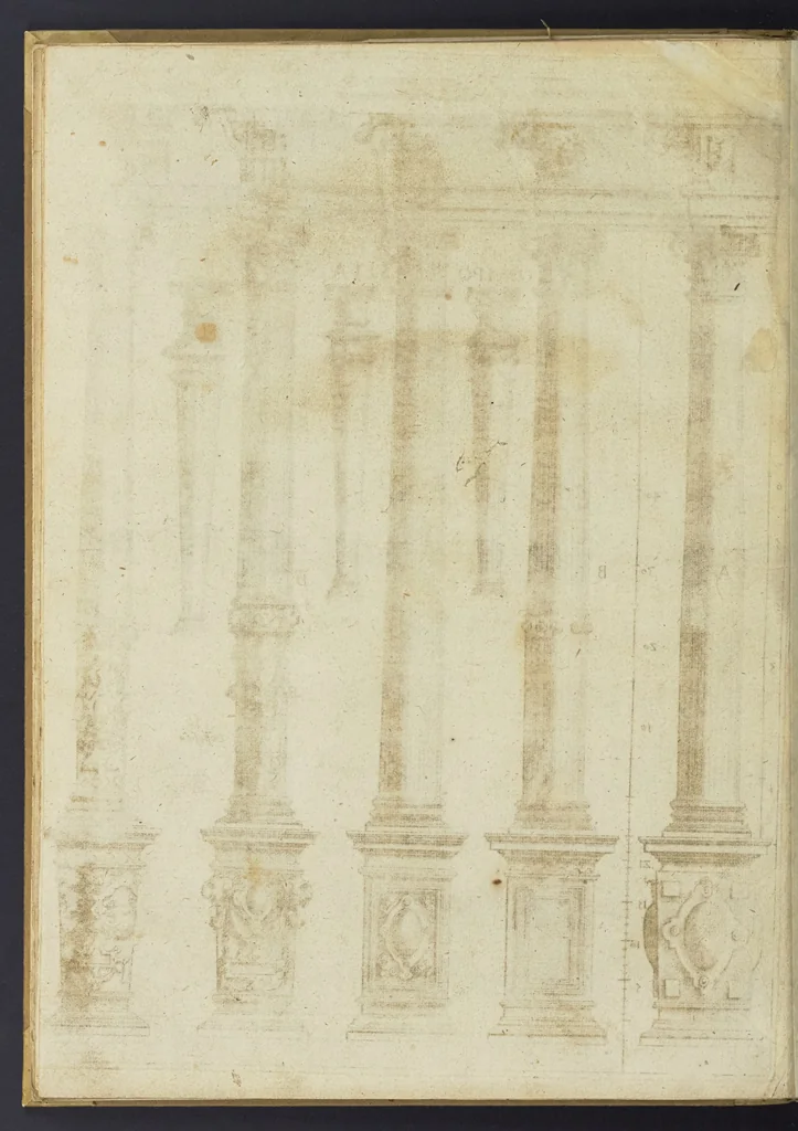 An illustration from Architectvra, oder, Bauung der Antiquen auss dem Vitruuius : woellches sein funff Collummen orden, daer auss mann alle Landts gebreuch vonn Bauuen zu accommodierē : dienstlich fur alle Bawmaystren Maurrer, Stainmetzlen, Schreineren, Bildtshneidren, vnd alle Liebhabernn der Architecturen, 1582, leaf 61
