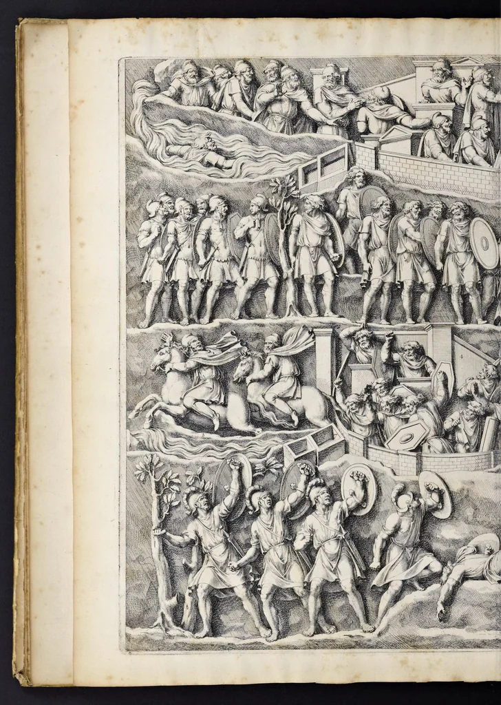 An illustration from Arcus L. Septimii Seueri Aug. anaglypha : cum explicatione Iosephi Mariæ Suaresii, episcopi olim Vasionensis, 1676, leaf 13
